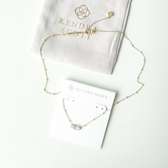 Kendra Scott Genevieve Gold White Crystal Satellite Short Necklace - Picture 4 of 4